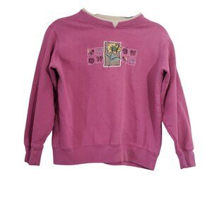 Vintage Shenanigans Pink Sweatshirt Womens Size S Embroidered Floral Y2K Cottage